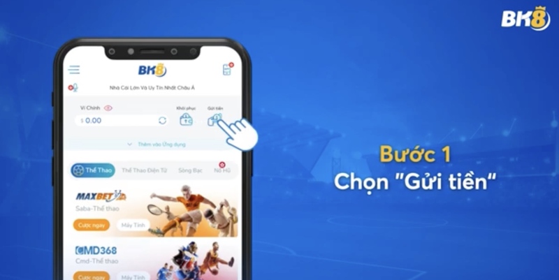 Nạp tiền BK8 qua Bank Transfer thông qua di động siêu dễ
