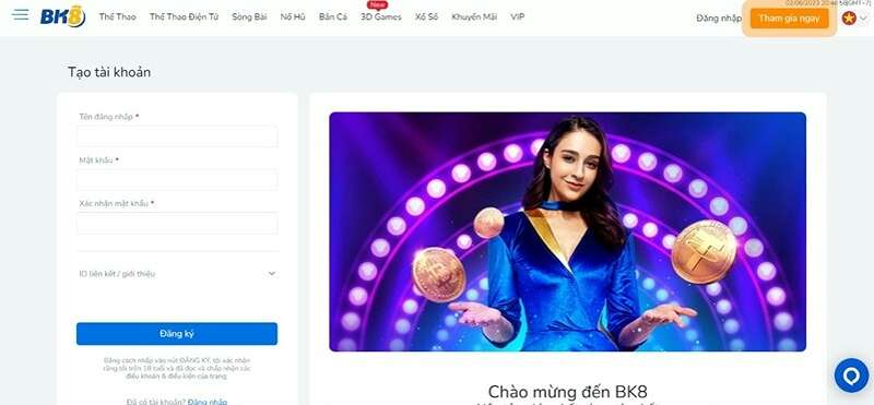 Xác nhận đăng ký BK8